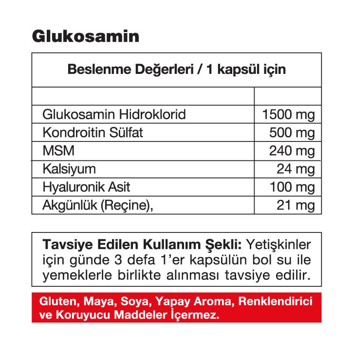 Glucosamine Chondroitin ve MSM Kıkırdak Sorunları 60Tablet